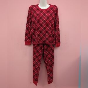 Victoria Secret Thermal Top & Bottom Long Pajama Set 2 Piece Large Red Plaid